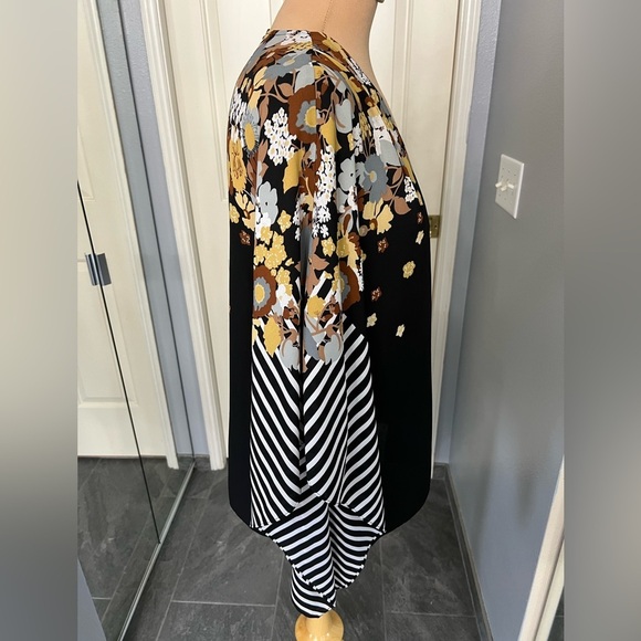 Bob Mackie Wearable Art Striped Floral‎ Kimono Cardigan - Picture 3 of 9